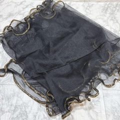 フリル帯揚げ　帯揚げ　袴 卒業式 振袖 成人式 帯締め リボン 黒　ゴールドの画像