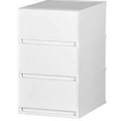 リブウェル ホワイト引き出し収納ケース 幅34cm 3点まとめの画像