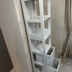 【美品】隙間収納 ランドリーラック ホワイト 洗面所の画像