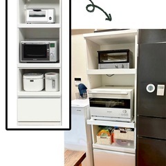 【松田家具】　国産レンジボード　「メッカ」　幅59cm 奥行42cm 高さ178cm レンジ台　ラックの画像