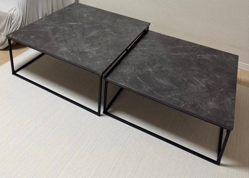 LOWYA 大理石柄 ローテーブル ローデスク ネストテーブル スチール