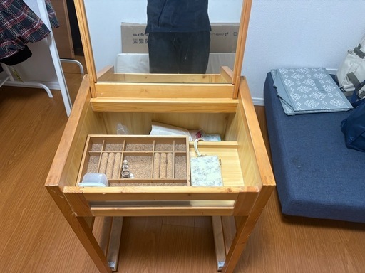 彫金机 木製 作業台 ジュエリー制作 ミラー付き 引き出し キャスター付