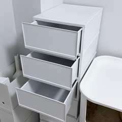 リブウェル ホワイト引き出し収納ケース 幅34cm 3点まとめの画像