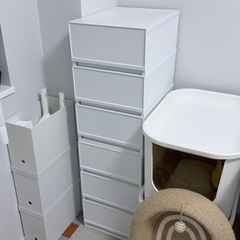 リブウェル ホワイト引き出し収納ケース 幅34cm 3点まとめの画像