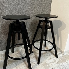 IKEAスツール 2脚セット DALFRED ダルフレッド　黒  の画像