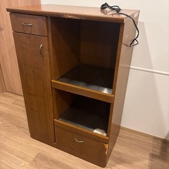 茶色 木製カップボード／収納棚｜引き出し付き｜引き取り限定（運搬手伝い可） の画像