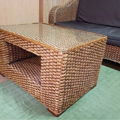 ウォーターヒヤシンス製ローテーブル ソファーセットの画像