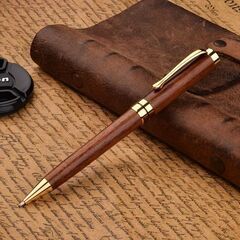 【高級】ローズウッド ボールペン 格納式 黒インク ふんわり書き心地の画像