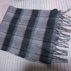 毛100％ マフラー フリンジ付き チェック柄 お譲りします。＊石川県＊美川より＊期間限定の画像