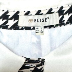 ELISE 千鳥格子 ワンピース size L 白襟 韓国風 美品の画像