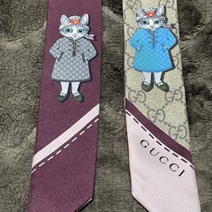 GUCCI　ヒグチユウコ　コラボ　ネックボウ　シルク　スカーフ　リバーシブルネクタイ　日本限定ノベルティ袋付　正規品の画像