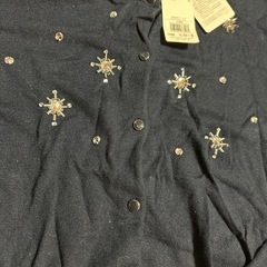 【新品・タグ付き】index ビーズ装飾 長袖カーディガン L ネイビー の画像