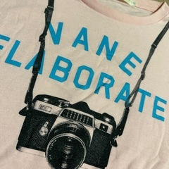 カメラプリント 長袖Tシャツ L 薄ピンク ロンTの画像