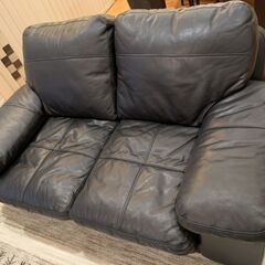 ニトリ 本革 2人掛けワイドソファ 中古品の画像