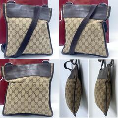 GUCCI グッチ GGキャンバス 27639 ショルダーバッグ クロスボディ サコッシュ ポシェット レザー 本革 ブラウン 茶 レディース メンズ ユニセックス 斜め掛け 肩掛けの画像