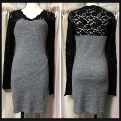 ‪꒰DIVASOUL꒱‬未使用 タイトミニワンピース 灰色黒モノトーン セクシーの画像