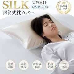 シルク枕カバー 片面100%シルク 6A級 43×63cm 封筒式 寝癖軽減の画像