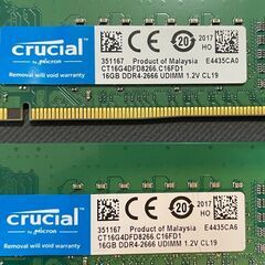 Crucial DDR4-2666 16GBメモリー4枚セット 64GBの画像