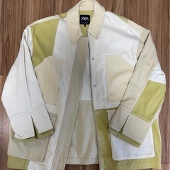 ZARA ノーカラーデザインパッチワークジャケット の画像