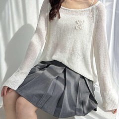 ⑦ヘザー　メッシュニットの画像