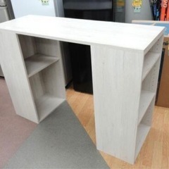 収納付きデスク カウンター 幅120x奥行42.5x高さ85.5cm ホワイトウォッシュの画像