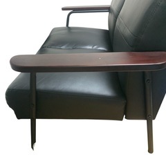 2人掛けソファ ブラック レザー コンパクト 67×78×108cmの画像