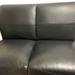2人掛けソファ ブラック レザー コンパクト 67×78×108cmの画像
