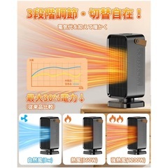 決まりました　セラミックファンヒーター 小型【2025冬新登場】電気ファンヒーター 【PSE認証/転倒OFF/3段温度調節】大風量 省エネ 速暖 コンパクト静音設計✨ の画像