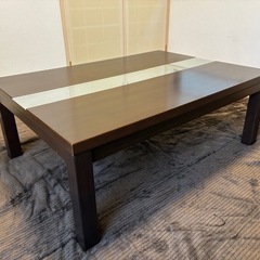 こたつテーブルフルセット（長方形／ガラス天板／ブラウン）の画像