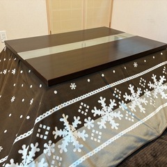 こたつテーブルフルセット（長方形／ガラス天板／ブラウン）の画像