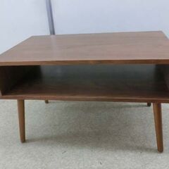 センターテーブル 幅65 木目調 ダークブラウン ニトリ ボクシー ローテーブル 茶色 札幌 西野店の画像