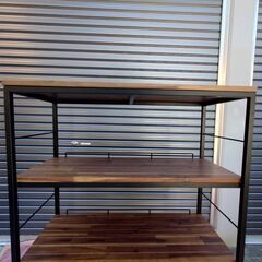 【リサイクルサービス八光】幅90　天然木　アイアン オープンラック BRICK（ブリック） 4段タイプの画像