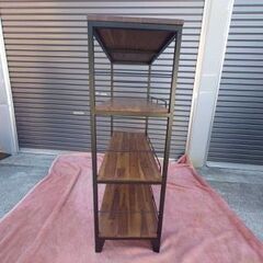 【リサイクルサービス八光】幅90　天然木　アイアン オープンラック BRICK（ブリック） 4段タイプの画像