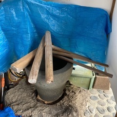 石臼(いしうす)と杵(きね) /餅つきセットの画像