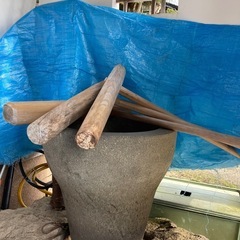 石臼(いしうす)と杵(きね) /餅つきセットの画像