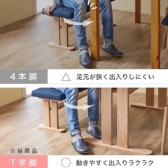 ダイニングベンチセット 4人掛け（4点） コンパクト 天然木使用 カフェ風  LOWYAの画像