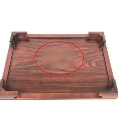 ss7749　唐木花台 足付き 49×34cm 紫檀調 木製 飾り台 置台 平台 敷板 和室 和風 床の間 玄関 インテリア 花瓶台 花瓶置き 花台 中古の画像