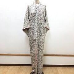 ss7808　着物 小紋 深緑×ピンク 身丈153cm カジュアル お洒落着 和装 和服 きもの 婦人用 女性用 着物 中古の画像
