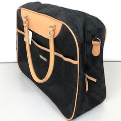 ss7823　クリスティーナノワレ ボストンバッグ Christina Noiret 旅行カバン キャンバス×レザー ブラック ショルダー付き トラベル バッグ 未使用品の画像