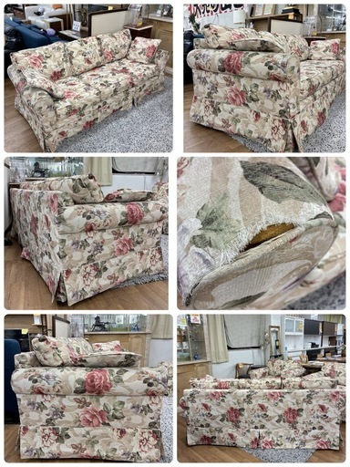 ジモティー限定価格！S202 ⭐ BAUHAUS バウハウス IDC大塚家具取り扱い アメリカ製 アンティーク3Pソファ+1Pソファ(2点）+オットマンの4点セット USED 綺麗