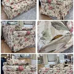 ジモティー限定価格！S202 ⭐ BAUHAUS バウハウス IDC大塚家具取り扱い アメリカ製 アンティーク3Pソファ+1Pソファ(2点）+オットマンの4点セット USED 綺麗の画像