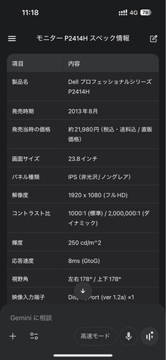 DELL PCモニター24インチ　IPSパネル