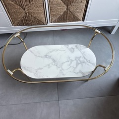 Francfranc フランフラン レガート ガラステーブル ローテーブル コーヒーテーブル サイドテーブル リビングテーブル    95cm 強化ガラス 楕円 北欧 韓国 モダン シンプル ゴールド脚 可愛い かわいい センターテーブル ガラス天板の画像