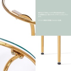 Francfranc フランフラン レガート ガラステーブル ローテーブル コーヒーテーブル サイドテーブル リビングテーブル    95cm 強化ガラス 楕円 北欧 韓国 モダン シンプル ゴールド脚 可愛い かわいい センターテーブル ガラス天板の画像