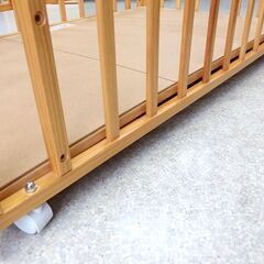 KATOJI ベビーベッド 内寸70×120cm ナチュラル 木製 キャスター付き 新生児 赤ちゃん ベビー用品☆ 札幌市 北区 屯田 の画像