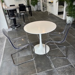 【韓国風】丸テーブル/ホワイトの画像