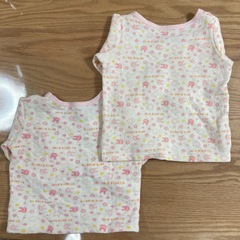 アンダーシャツ 70cm ピンク系 花柄 うさぎ柄　あったか　2枚セットの画像