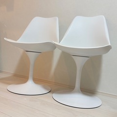 【2脚セット】チェア ホワイト 360度回転式レザー 北欧  の画像