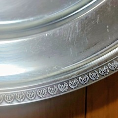 縁柄入り ステンレスプレート 4枚セット 丸皿 楕円皿 　ビュッフェ　サービング　パーティー　バーベキューの画像