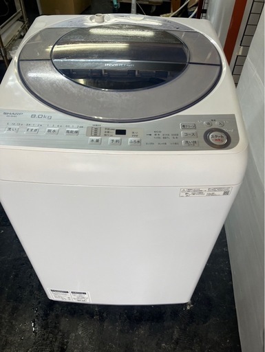 【中古】大阪引取限定　SHARP 全自動洗濯機 ES-GV8C-S 8.0kg【KSL1F094】